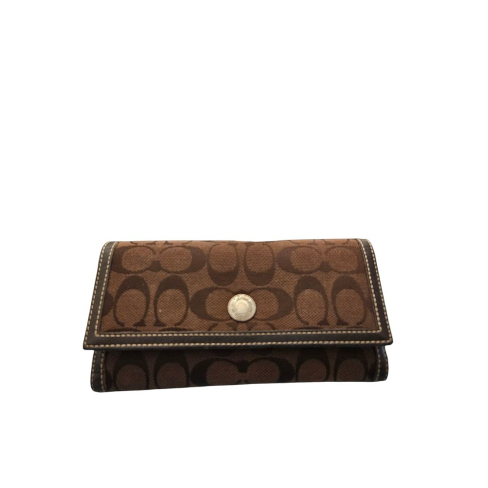 Coach Brown Signature Canvas Wallet One Size - Picture 14 of 14